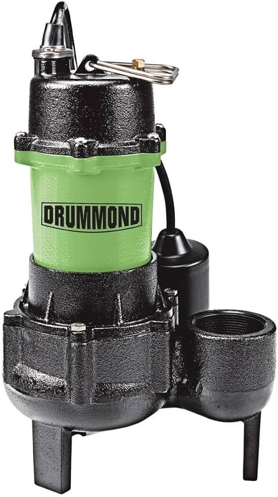 drummond 1/2 HP Submersible Sewage Pump with Tether Switch